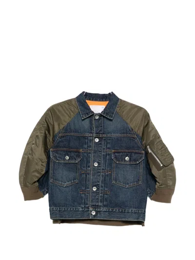 Sacai Buttoned Flap-pockets Denim Jacket In Blue