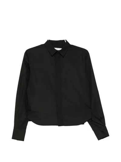Sacai Button-up Twill Shirt In Black