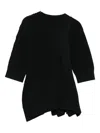Sacai Textured Cable Knit Sweater With Asymmetric Hem In Black