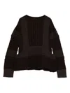 Sacai Wool Knit Round Neck Pullover In Burgundy