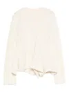 Sacai Cable Knit Sweater With Ruffled Hem And Asymmetrical Details In Multi