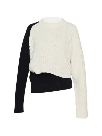 Sacai Cable-knit Layered-effect Sweater In Multi