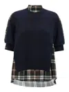 Sacai Knitted Panel Shirt Shirt And Blouse Multicolor In Multi