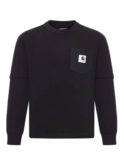 Sacai Cotton Jersey Long-sleeve T-shirt In Black