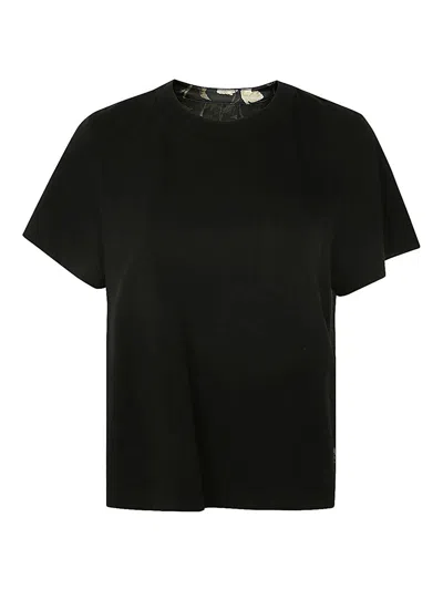 Sacai Floral Print Cotton Jersey T-shirt In Black