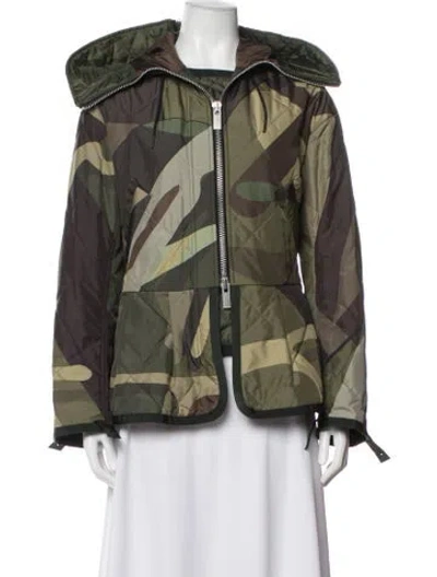 Pre-owned Sacai Camouflage Print Jacket In Green