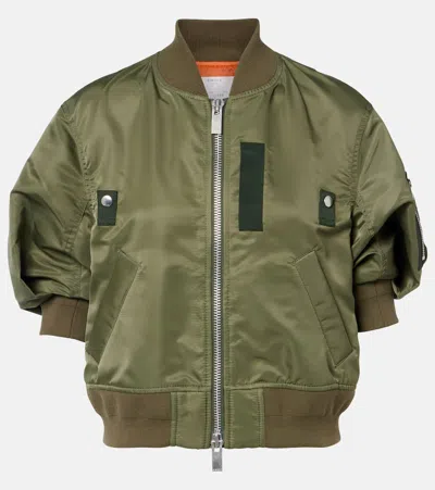 Sacai Short-sleeved Bomber In Brown