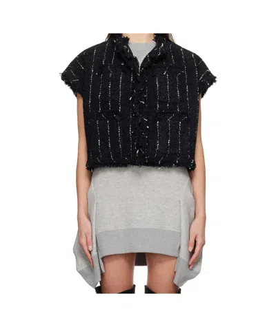 Sacai Cap Sleeve Vest In Black