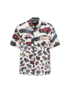 Sacai Short-sleeved Shirt With Classic Collar And Tropical Motif In Multi