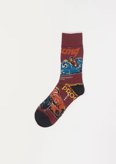 Sacai Car Race Socks In Bordeaux