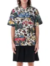 Sacai Car Race Tropical Print Bowling Shirt In Black