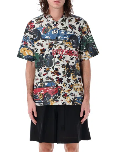 SACAI SACAI CAR RACE TROPICAL PRINT BOWLING SHIRT