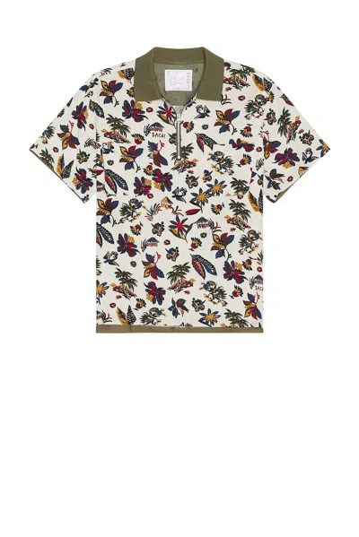 SACAI CAR RACE TROPICAL PRINT POLO SHIRT