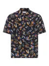 Sacai Car Race Tropical Shirt In Rayon And Cotton In Black