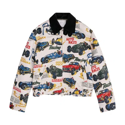 Pre-owned Sacai Car Race/tropical Print Jacket 'ivory' | White | Women's Size 3