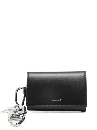 Sacai Carabiner-detail Trifold Wallet In Purple