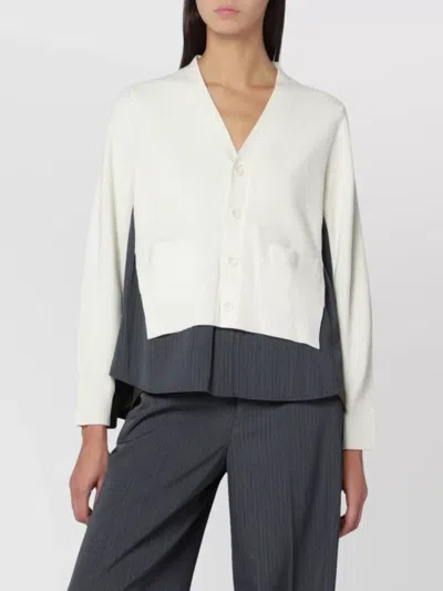 Sacai Cardigan And Shirt Combination Pockets In White