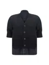 Sacai Hybrid Denim Top With Cardigan Overlay In Black