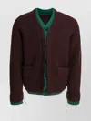 Sacai Cardigan Contrast Trim Wool Blend In Brown
