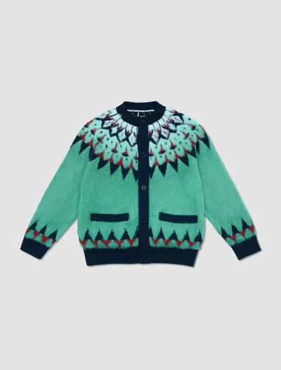 Sacai Cardigan Jacquard Knit In Verde | ModeSens