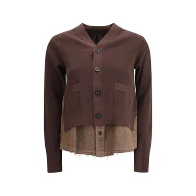 SACAI CARDIGAN WITH DENIM PANEL
