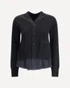 Sacai Cardigan With Denim Panel In Black