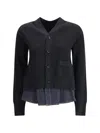 Sacai Cardigan With Denim Panel In Multi