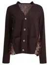 Sacai Cardigan With Floral Print In Brown
