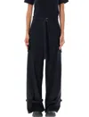 Sacai Blue Cargo Pant Wool Suiting In Black