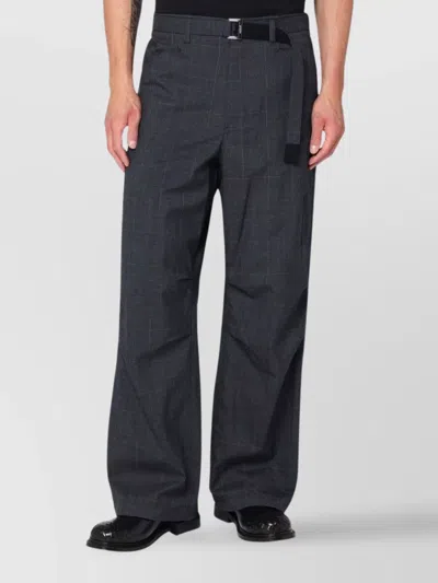 SACAI CARGO PANTS WITH BELT AND CHECKERED PATTERN