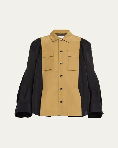 Sacai Cargo Pocket Utility Shirt In Black