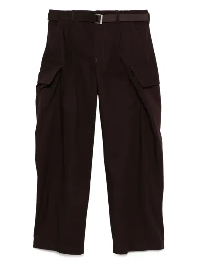 Sacai Cargo Straight-leg Trousers In Brown