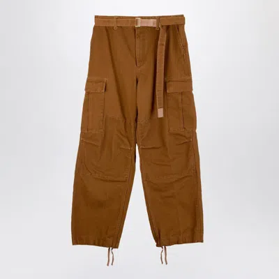 Sacai X Carhartt Wip Beige Cotton Cargo Trousers In Brown