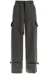 Sacai Belted Tapered Cargo Wool Suiting Pants In Khaki