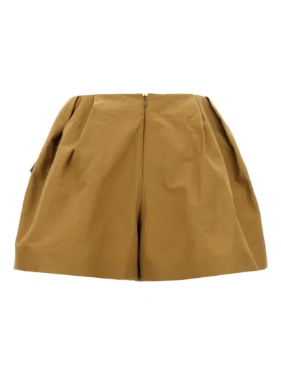 Sacai Cargo Zip Mini Shorts In Brown