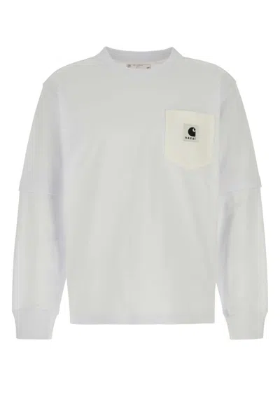Sacai Carhartt Wip Cotton Jersey L/s T-shirt In Blue