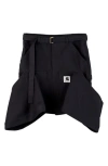 Sacai Carhartt Wip Duck Canvas Skirt In Black