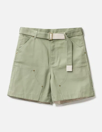 Sacai Carhartt Wip Duck Shorts In Green