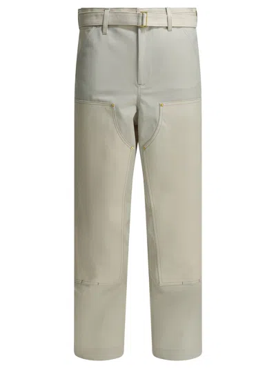 Sacai Carhartt Wip Duck Trousers White In Gray