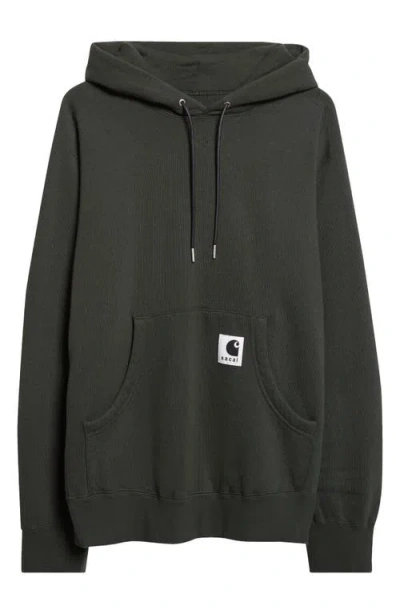 Sacai Carhartt Wip Square Label Hoodie In Green