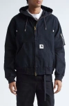 Sacai Carhartt Wip Washed Duck Canvas Jacket In Black
