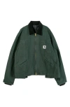 Sacai Carhartt Wip Washed Duck Canvas Work Jacket In Green