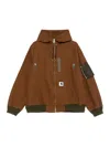 Sacai Carhartt Wip Washed Duck Hooded Blouson In Brown