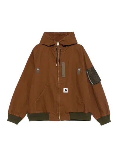 SACAI CARHARTT WIP WASHED DUCK HOODED BLOUSON