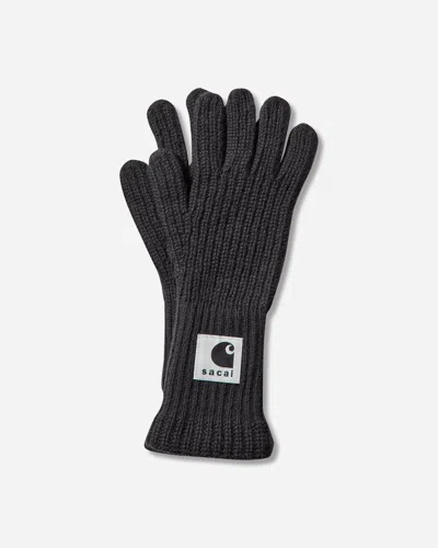 Sacai Carhartt Wip Wool Knit Gloves In Black