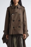 Sacai Cascade Panel Trench Coat In Brown
