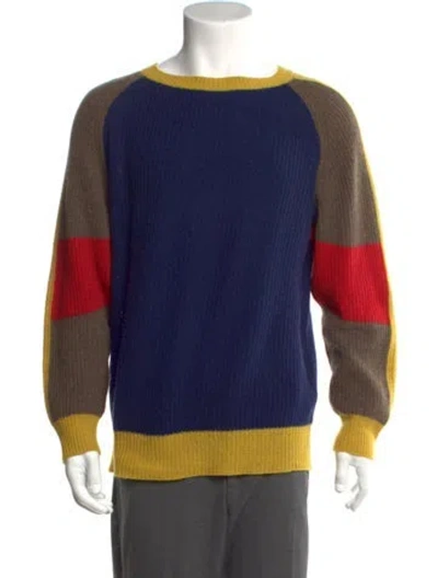 Pre-owned Sacai Cashmere Colorblock Pattern Pullover In Blue