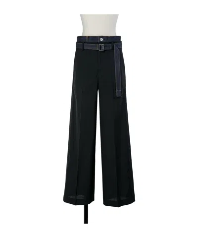 Sacai Casual Pants With Belt Loops In Black