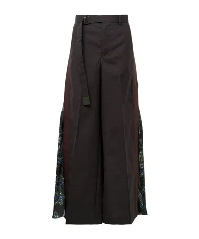 Sacai Casual Pants With Belt Loops In Brown