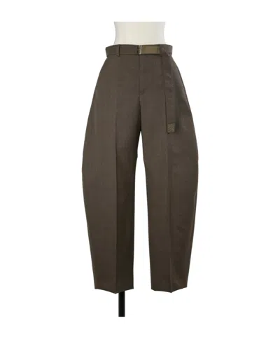 Sacai Casual Pants With Belt Loops In Brown